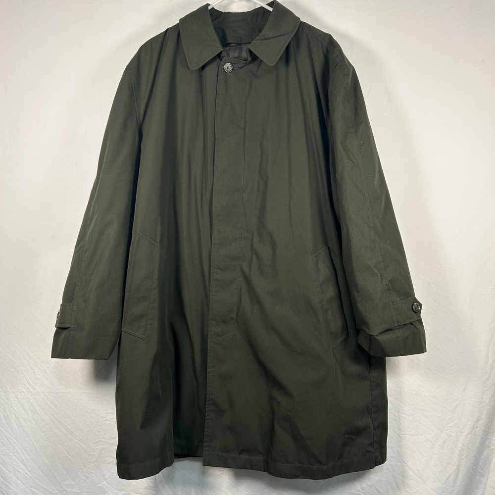 London Fog Trench Coat Women Large Olive Green Classic Button Front Outerwear